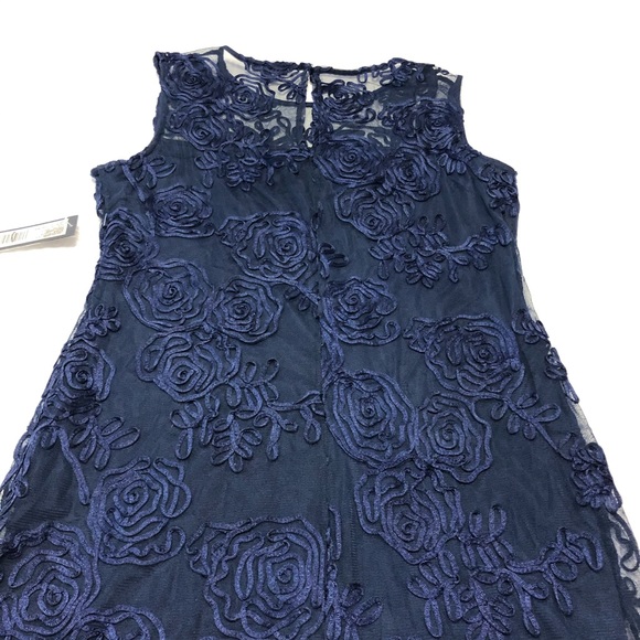 NWT Onyx Nite Navy Floral Lace Soutache Occasion Dress - Picture 4 of 12